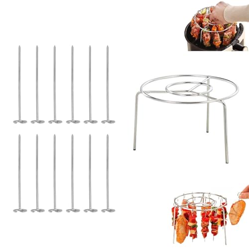 DEEguess Air Fryer Grill Rack, Vertikale Kebab SpießE, Edelstahl Mit Runden HäNgenden Multifunktionalen Kebab Rack, Perfekt FüR BBQ Home KüChe,Twelve DEEguess Air Fryer Grill Rack, Vertikale Kebab SpießE, Edelstahl Mit Runden HäNgenden Multifunktionalen Kebab Rack, Perfekt FüR BBQ Home KüChe,Twelve von DEEguess