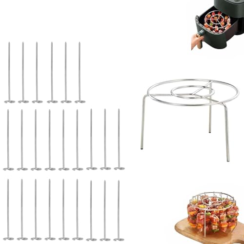 DEEguess Air Fryer Grill Rack, Vertikale Kebab SpießE, Edelstahl Mit Runden HäNgenden Multifunktionalen Kebab Rack, Perfekt FüR BBQ Home KüChe,Twenty-Four DEEguess Air Fryer Grill Rack, Vertikale Kebab SpießE, Edelstahl Mit Runden HäNgenden Multifunktionalen Kebab Rack, Perfekt FüR BBQ Home KüChe,Twenty-Four von DEEguess