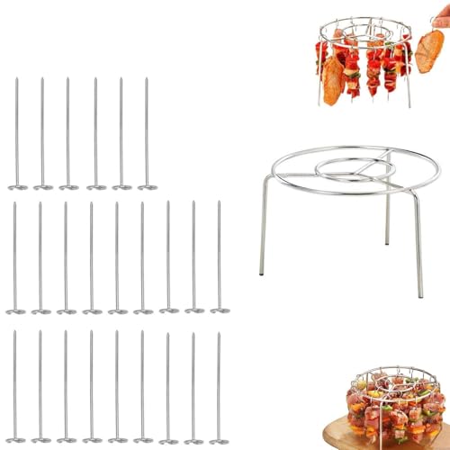 DEEguess Air Fryer Grill Rack, Vertikale Kebab SpießE, Edelstahl Mit Runden HäNgenden Multifunktionalen Kebab Rack, Perfekt FüR BBQ Home KüChe,Twenty-Four DEEguess Air Fryer Grill Rack, Vertikale Kebab SpießE, Edelstahl Mit Runden HäNgenden Multifunktionalen Kebab Rack, Perfekt FüR BBQ Home KüChe,Twenty-Four von DEEguess