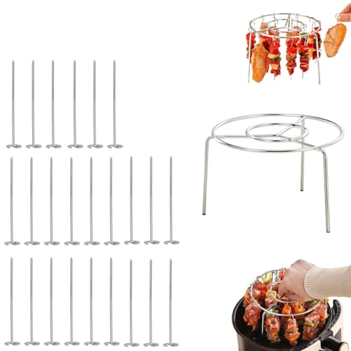 DEEguess Air Fryer Grill Rack, Vertikale Kebab SpießE, Edelstahl Mit Runden HäNgenden Multifunktionalen Kebab Rack, Perfekt FüR BBQ Home KüChe,Twenty-Four DEEguess Air Fryer Grill Rack, Vertikale Kebab SpießE, Edelstahl Mit Runden HäNgenden Multifunktionalen Kebab Rack, Perfekt FüR BBQ Home KüChe,Twenty-Four von DEEguess