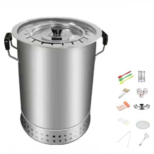 DEEguess Einlagiges, Rauchfreies Schmorfass Zum AufhäNgen Aus Edelstahl, Bietet Platz FüR 20 GrillspießE, 360°-Rundumgrill, Geeignet FüR Camping-Picknicks Und Strandgrills,10-pcs von DEEguess