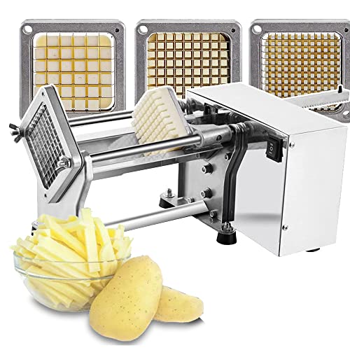 DEEguess Elektrische Pommes-Schneidemaschine, Mit 3 KlingengrößEn Aus Edelstahl (Austauschbar -6 Mm/10 Mm/13 Mm), Aluminiumlegierung + Edelstahl, FüR Gewerbliche Zwecke von DEEguess