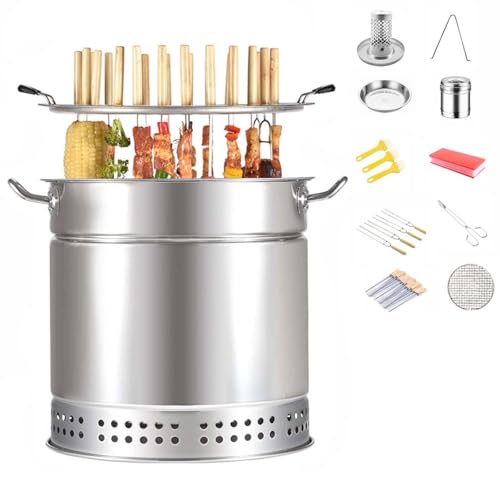 DEEguess Rauchfreier Holzkohle-HäNgegrill Aus Edelstahl, Bietet Platz FüR 20 Kebab-SpießE, 360°-Rundumgrillen, Geeignet FüR Camping-Picknicks, Strand-BBQ,11-pcs DEEguess Rauchfreier Holzkohle-HäNgegrill Aus Edelstahl, Bietet Platz FüR 20 Kebab-SpießE, 360°-Rundumgrillen, Geeignet FüR Camping-Picknicks, Strand-BBQ,11-pcs von DEEguess