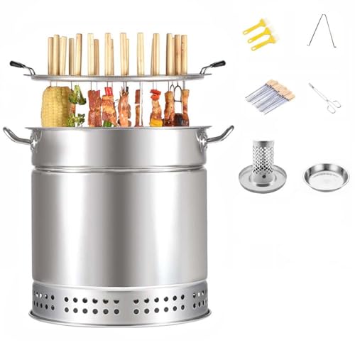 DEEguess Rauchfreier Holzkohle-HäNgegrill Aus Edelstahl, Bietet Platz FüR 20 Kebab-SpießE, 360°-Rundumgrillen, Geeignet FüR Camping-Picknicks, Strand-BBQ,7-pcs DEEguess Rauchfreier Holzkohle-HäNgegrill Aus Edelstahl, Bietet Platz FüR 20 Kebab-SpießE, 360°-Rundumgrillen, Geeignet FüR Camping-Picknicks, Strand-BBQ,7-pcs von DEEguess