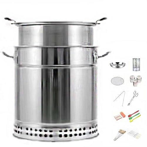DEEguess Rauchfreier Holzkohle-HäNgegrill Aus Edelstahl, Bietet Platz FüR 22 Kebab-SpießE, 360°-Rundumgrillen, Geeignet FüR Camping-Picknicks, Strand-BBQ,10-pcs von DEEguess