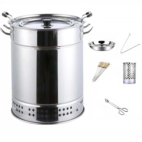 DEEguess Rauchfreier Holzkohle-HäNgegrill Aus Edelstahl, Bietet Platz FüR 30 Kebab-SpießE, 360°-Rundumgrillen, Geeignet FüR Camping-Picknicks, Strand-BBQ,5-pcs von DEEguess