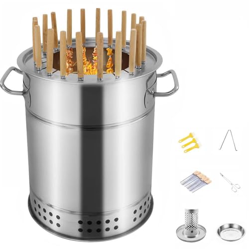 Einlagiges, Rauchfreies Schmorfass Zum AufhäNgen Aus Edelstahl, Bietet Platz FüR 28 GrillspießE, 360°-Rundumgrill, Geeignet FüR Camping-Picknicks Und Strandgrills,7-pcs Einlagiges, Rauchfreies Schmorfass Zum AufhäNgen Aus Edelstahl, Bietet Platz FüR 28 GrillspießE, 360°-Rundumgrill, Geeignet FüR Camping-Picknicks Und Strandgrills,7-pcs von DEEguess