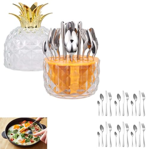 Leichtes, LuxuriöSes 24-Teiliges Geschirrset Aus Edelstahl Mit Messer, Gabel Und LöFfel Im Western-Stil, Ornamente, Geburtstags- Und Hochzeitsgeschenk,Silver Leichtes, LuxuriöSes 24-Teiliges Geschirrset Aus Edelstahl Mit Messer, Gabel Und LöFfel Im Western-Stil, Ornamente, Geburtstags- Und Hochzeitsgeschenk,Silver von DEEguess