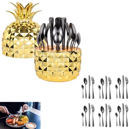 Leichtes, LuxuriöSes 24-Teiliges Geschirrset Aus Edelstahl Mit Messer, Gabel Und LöFfel Im Western-Stil, Ornamente, Geburtstags- Und Hochzeitsgeschenk,black Leichtes, LuxuriöSes 24-Teiliges Geschirrset Aus Edelstahl Mit Messer, Gabel Und LöFfel Im Western-Stil, Ornamente, Geburtstags- Und Hochzeitsgeschenk,black von DEEguess