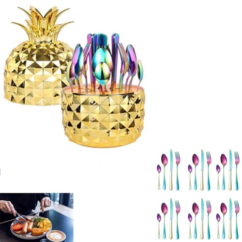Leichtes, LuxuriöSes 24-Teiliges Geschirrset Aus Edelstahl Mit Messer, Gabel Und LöFfel Im Western-Stil, Ornamente, Geburtstags- Und Hochzeitsgeschenk,colorful Leichtes, LuxuriöSes 24-Teiliges Geschirrset Aus Edelstahl Mit Messer, Gabel Und LöFfel Im Western-Stil, Ornamente, Geburtstags- Und Hochzeitsgeschenk,colorful von DEEguess