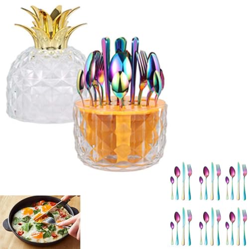 Leichtes, LuxuriöSes 24-Teiliges Geschirrset Aus Edelstahl Mit Messer, Gabel Und LöFfel Im Western-Stil, Ornamente, Geburtstags- Und Hochzeitsgeschenk,colorful Leichtes, LuxuriöSes 24-Teiliges Geschirrset Aus Edelstahl Mit Messer, Gabel Und LöFfel Im Western-Stil, Ornamente, Geburtstags- Und Hochzeitsgeschenk,colorful von DEEguess