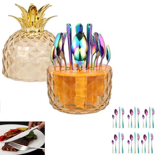 Leichtes, LuxuriöSes 24-Teiliges Geschirrset Aus Edelstahl Mit Messer, Gabel Und LöFfel Im Western-Stil, Ornamente, Geburtstags- Und Hochzeitsgeschenk,colorful Leichtes, LuxuriöSes 24-Teiliges Geschirrset Aus Edelstahl Mit Messer, Gabel Und LöFfel Im Western-Stil, Ornamente, Geburtstags- Und Hochzeitsgeschenk,colorful von DEEguess