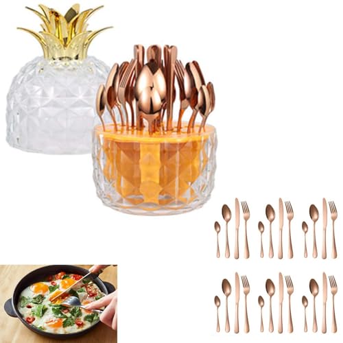 Leichtes, LuxuriöSes 24-Teiliges Geschirrset Aus Edelstahl Mit Messer, Gabel Und LöFfel Im Western-Stil, Ornamente, Geburtstags- Und Hochzeitsgeschenk,rosegold Leichtes, LuxuriöSes 24-Teiliges Geschirrset Aus Edelstahl Mit Messer, Gabel Und LöFfel Im Western-Stil, Ornamente, Geburtstags- Und Hochzeitsgeschenk,rosegold von DEEguess