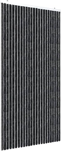 DEFACTO Flauschvorhang Türvorhang (90x220cm) Chenille Fliegenschutz Insektenschutz Camping Made In Italy - Einfach Zu Reinigen, Effektive Sicht Und Hitzeblocker (Schwarz) von DEFACTO