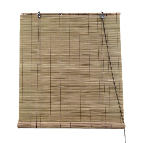 DEFACTO Bambusrollo Sonnenschutz Sichtschutz Seitenzugrollo Lichtfilter Bambus Jalousie Lüftung Rollo für Fenster Tür Terrasse Balkon Garten (120 x 220 cm, Braun) von DEFACTO