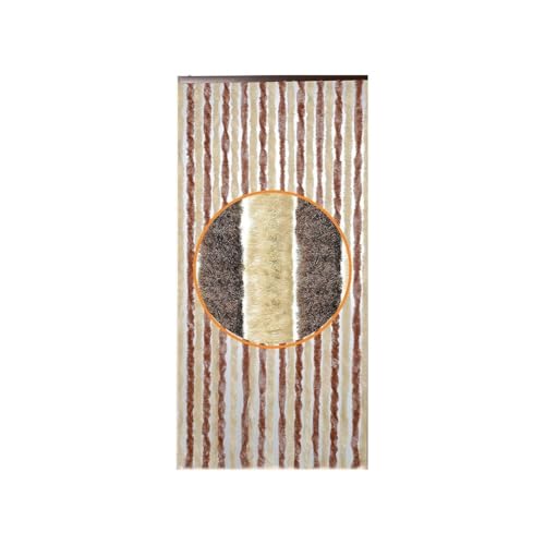 DEFACTO Flauschvorhang Türvorhang (100x200 cm) Chenille Fliegenschutz Insektenschutz Camping 100% Made In Italy - Leicht Zu Reinigen, Effektiver Sicht- Und Hitzeblocker - (Braun/Beige Doppel) von DEFACTO