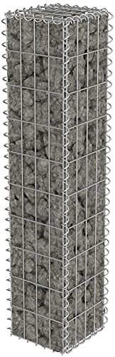 DEFACTO Gabionen-Steinsäule Eckig Dekorative Gabionensäule für den Außenbereich, Außenbereich, verzinkt, 20x20x175cm (DF-GBS-20175) von DEFACTO