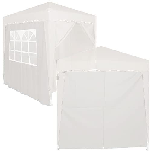 Defacto 2X Seitenteile 2m mit Seitenwand/Seitenteil und Fenster 200x186cm für Pavillon, Partyzelt, Faltpavillon Seitenwände Seitenwänden Weiß von DEFACTO