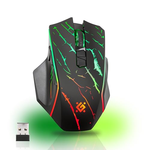 Defender® Uran Kabellose Gaming Maus – Wireless Funkmaus mit RGB, 3200 DPI, FIRE-Taste, 5 Tasten & 120h Akku – Wiederaufladbar via USB-C – für PC & Laptop – Windows/macOS von Defender