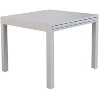 Ausleitbare Tabelle 90/180 x 90 cm vom Garten im Freien mit Aluminiumstruktur und Nilo Slatted Effektebene - Beige von DEFIBRICO