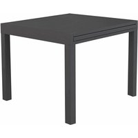 Ausleitbare Tabelle 90/180 x 90 cm vom Garten im Freien mit Aluminiumstruktur und Nilo Slatted Effektebene - Black von DEFIBRICO