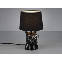 Coole Tischleuchte dosy Keramik Hund, Stoffschirm Schwarz, Höhe 29cm von DEFIBRICO