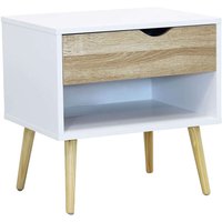 Weißer Holz -Innenraum -Nachttisch mit 1 leichter Eichenschubladen -Mini -Zimmer von DEFIBRICO