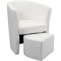 Defibrico - Gepolsterter Sessel mit weißem Kunstleder bezogen und abnehmbarem Hocker 64x63xh.76 von DEFIBRICO