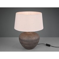 Defibrico - Große Keramik Tischleuchte lou Braun mit Stoffschirm in Beige, Höhe 46cm von DEFIBRICO