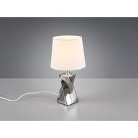 Defibrico - Keramik Tischleuchte abeba Stoffschirm in silber/weiß, Höhe 28,5cm von DEFIBRICO