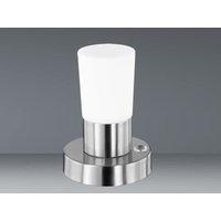 Kleine led Tischleuchte dimmbar, Silber matt mit Opalglas Weiß, Höhe 15cm von DEFIBRICO