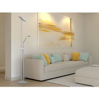 Led Deckenfluter luke dimmbar mit Leselampe, Silber Höhe 185cm von DEFIBRICO