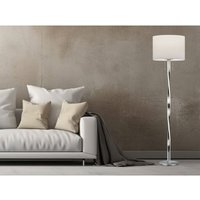 Led Stehlampe nandor mit Stoff Lampenschirm weiß und beleuchtetem Gestell von DEFIBRICO