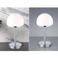 Defibrico - led Tischleuchte berlin Silber mit Glas Lampenschirm dimmbar, Höhe 39cm von DEFIBRICO