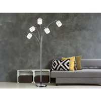 Stehleuchte tommy 5 flammig Metall Silber Stoffschirm in Weiß, Höhe 200cm Stehleuchte tommy 5 flammig Metall Silber Stoffschirm in Weiß, Höhe 200cm von DEFIBRICO