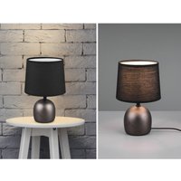 Defibrico - Tischleuchte malu mit Keramikfuß Silber & Stoffschirm Schwarz, Höhe 26cm von DEFIBRICO