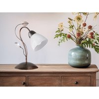 Tischleuchte traditio in Rostoptik mit Blätter Deko, Höhe 32cm von DEFIBRICO