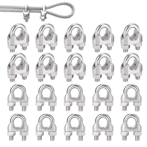 DEFIYEAR 20 Stück Seilklemmen 3mm, Drahtseilklemme Edelstahl Seilklemme M3 Drahtseilklemme Bügelseilklemme Für Stahlseil Drahtseil Kabelbefestigung Stahlkabel von DEFIYEAR