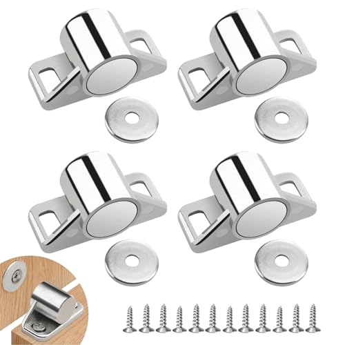 DEFIYEAR 4 Stück Magnetic Catch Magnetschnäpper Schrank Silber Cupboard Door Magnet Cabinet Fittings Rund Magnetschnäpper Starke Türmagnetverschlüsse Möbelmagnet Türverschluss Magnetverschluss von DEFIYEAR