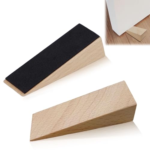 DEFIYEAR Türstopper aus Holz, robust, rutschfest, für Boden, Zuhause, Büro, Küche, Türstopper für alle Arten von Türen, helle Farbe, 2 Stück von DEFIYEAR