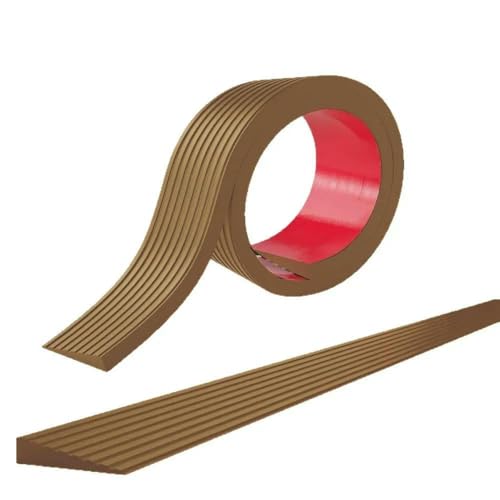 Neue 1 m lange Türschwellenrampe aus PVC, verschleißfeste Gummirampe, selbstklebendes, gestreiftes Treppen-Anti-Rutsch-Klebeband, braun von DEFRTG