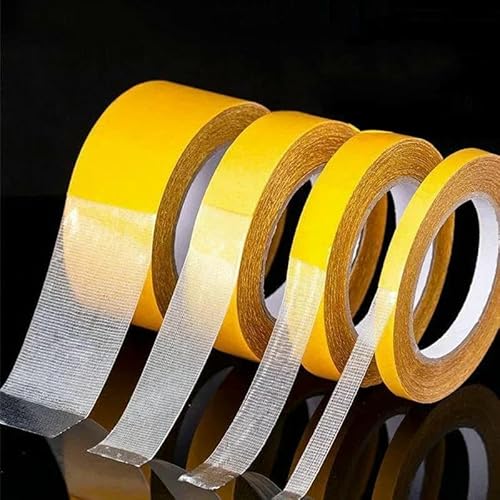 Superspurloser Teppichkleber, doppelseitiges Klebeband auf Stoffbasis mit starker Fixierung, hoher Viskosität für wasserdichtes, durchscheinendes Netzgewebe, gelb, 5 cm, 5 Met von DEFRTG