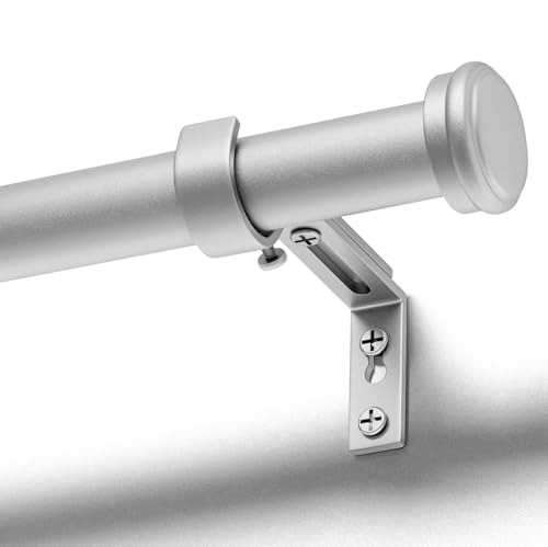 DEFYNEE Silber Gardinenstange 80-305 cm Vorhangstange Ausziehbar 25 mm Durchmesser mit Halterung und einfachen Endkappen für Schlafzimmer, Wohnzimmer von DEFYNEE
