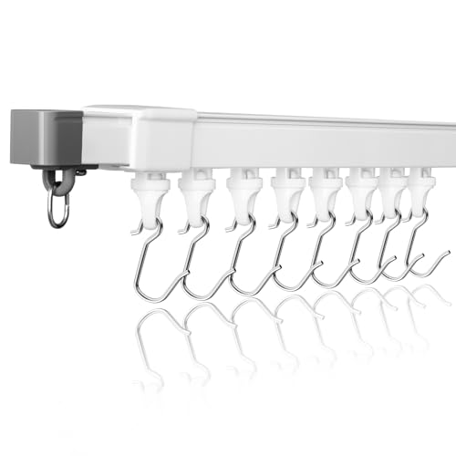 Verstellbare Deckenvorhangschiene 130–240 cm | Vorhangschiene 1 läufig mit stummen Rollen, Raumteiler für Dusche & Erker | Ideal für Fenster, Wohnzimmer & Trennvorhänge von DEFYNEE