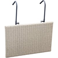 Balkonhängetisch 60x40cm, Metall + Polyrattan grau - grau von DEGAMO