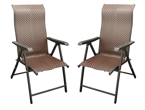 DEGAMO 2X Klappsessel Gartensessel Antibes Hochlehner, Metall und Polyrattan braun, 7-Fach verstellbar, faltbar, Outdoor von DEGAMO