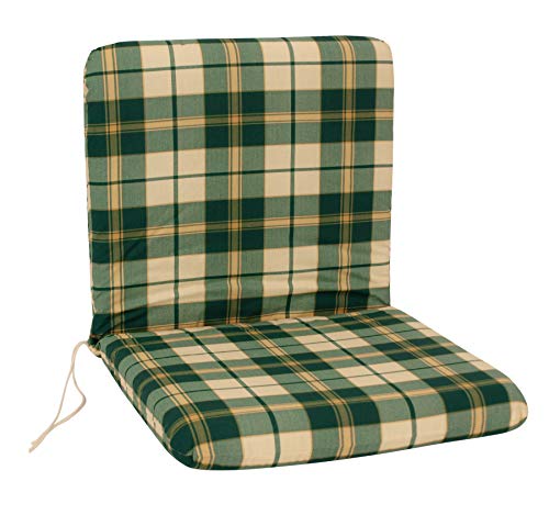 DEGAMO Auflage Sesselauflage Boston für Gartenstuhl Niederlehner, grün - beige kariert von DEGAMO