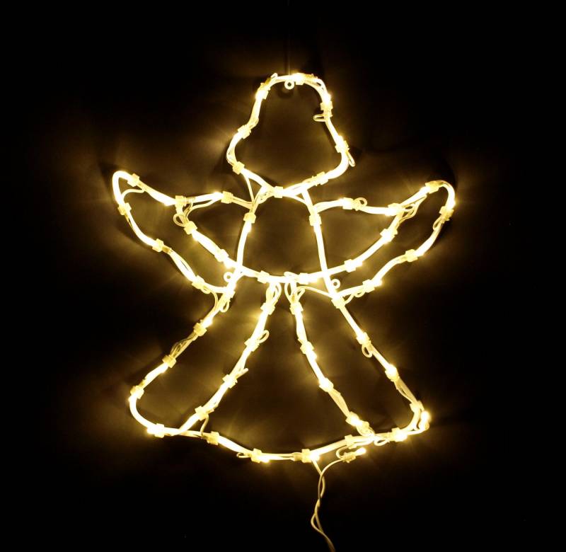 DEGAMO Beleuchtetes Fensterbild ENGEL, 42x37cm, 50 LED warmweiss, Netzbetrieb 230V von DEGAMO