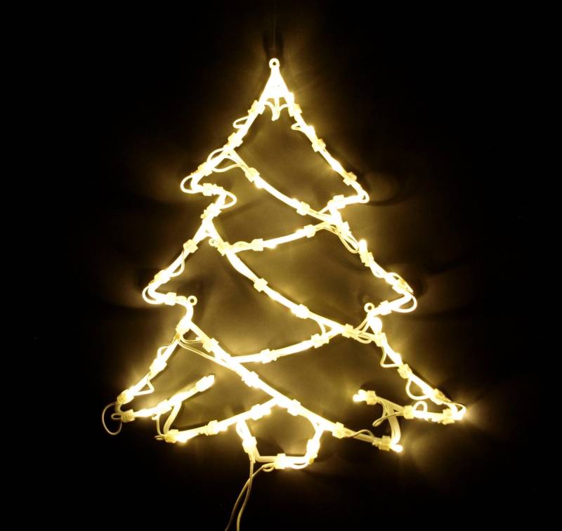 DEGAMO Beleuchtetes Fensterbild TANNENBAUM, 42x37cm, 50 LED warmweiss, Netzbetrieb 230V von DEGAMO