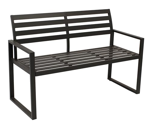 DEGAMO Design Gartenbank Atlanta 2-sitzer 123cm, aus Aluminium wetterfest und rostfrei, schwarz, Outdoor von DEGAMO